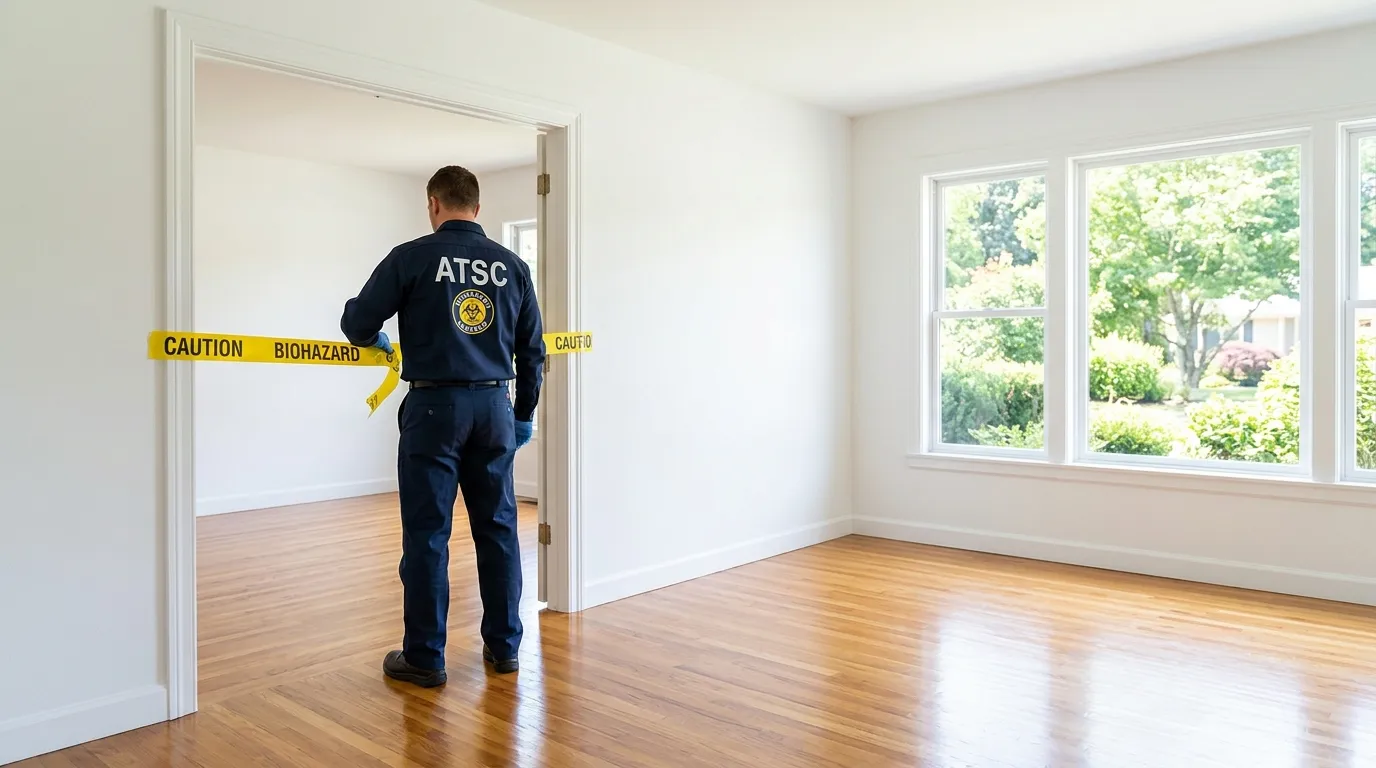 Certified biohazard cleanup crew performing Decomposition Cleanup in Dundalk